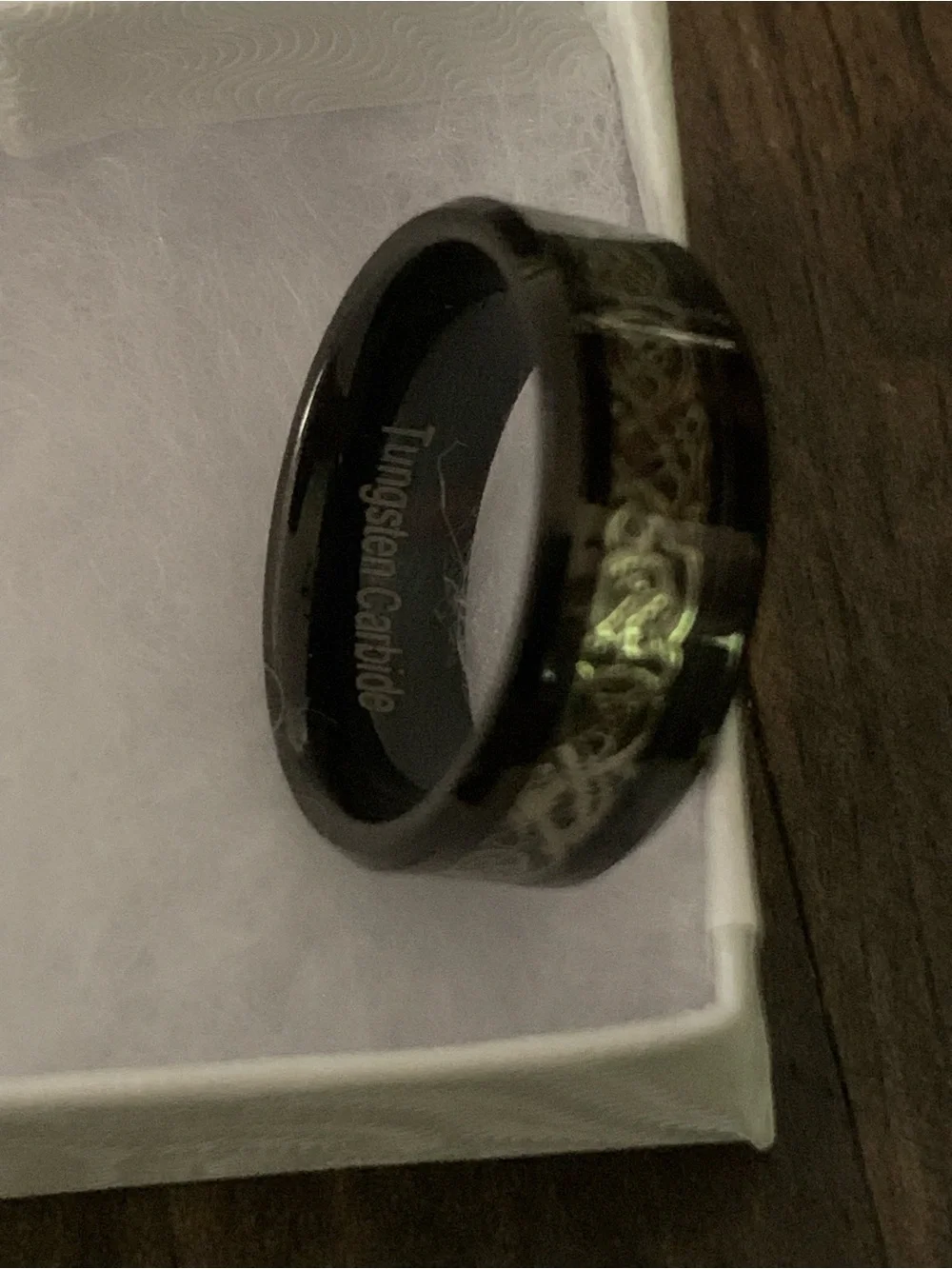 Men's Black and Silver Celtic Pattern Tungsten Carbide Ring - Size 7
